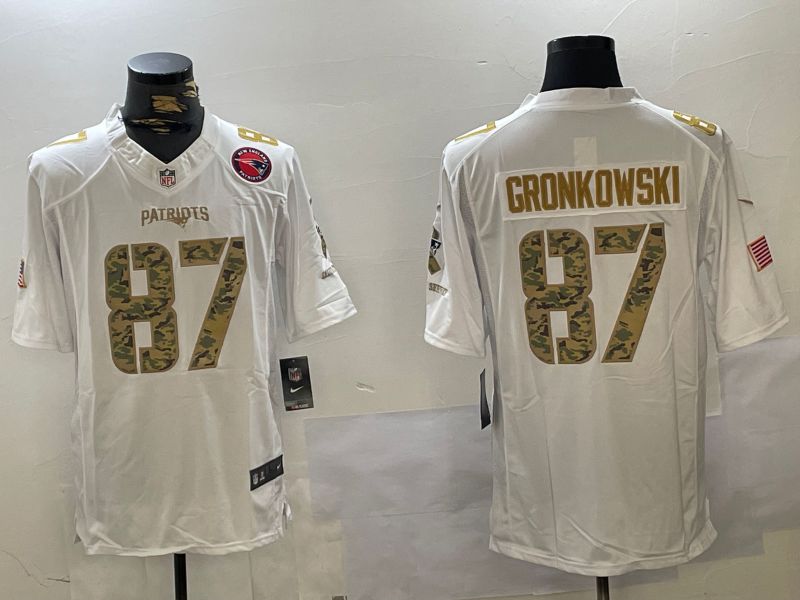 Men New England Patriots #87 Gronkowski White 2024 Nike Olive Salute To Service Limited NFL Jersey style 2->new england patriots->NFL Jersey